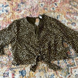 Vintage olive polka dot top